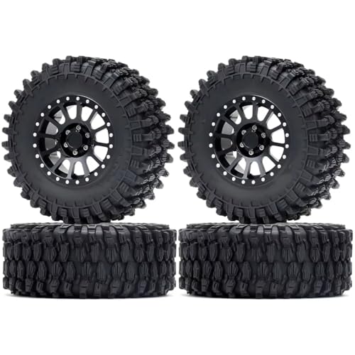 RC Autoreifen Felge Kompatibel Mit TRX4 Für TRX6 Für SCX10 Für Yeti RB10 1/10 RC-Crawler-Autoteilen, 4 Stück, 2,6 Zoll, 12 Speichen-Felgen, Gummireifen(Gray) von JVRWSC