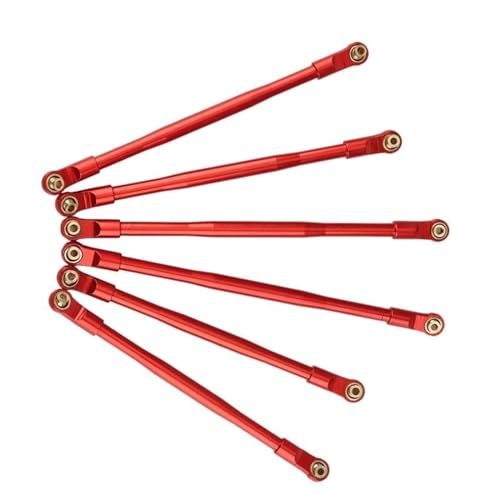 RC Car Spurstange Kompatibel Mit AXIAL Für RBX10 Für Ryft 1/10 RC Crawler Upgrade Teile Zubehör 6 Stück Metall Link Rod Linkage Zugstangen-Set(Red) von JVRWSC