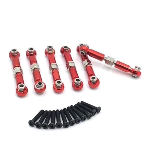 RC Car Spurstange Kompatibel Mit HS 18301 18302 18311 18312 18321 18322 6 Stück Metallverbindungsstange Spurstangengestänge 1/18 RC Auto Upgrade Teile Zubehör(Red) von JVRWSC