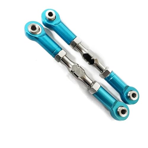 RC Car Spurstange Kompatibel Mit LOSI Für Baja Für Rey 4WD 1/10 RC-Auto-Tuning-Teile, 2-teiliges Verstellbares Metallgestänge, Servo-Pull-Lenkstangen-Set(Blue) von JVRWSC