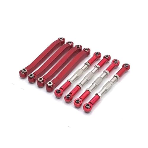 RC Car Spurstange Kompatibel Mit MN D90 D91 D96 MN98 99S 1/12 RC-Autoteile, Metall-Upgrade, Verstellbare Spurstange, Feste Spurstange, RC-Verbindungsgestänge(Red) von JVRWSC