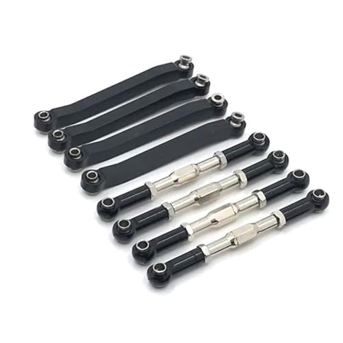RC Car Spurstange Kompatibel Mit MN D90 D91 D96 MN98 99S Metall-Upgrade, Verstellbare Spurstange, Feste Spurstange, 1/12 RC-Auto-Upgrade-Zubehör(Black) von JVRWSC