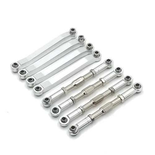 RC Car Spurstange Kompatibel Mit MN D90 D91 D96 MN98 99S Metall-Upgrade, Verstellbare Spurstange, Feste Spurstange, 1/12 RC-Auto-Upgrade-Zubehör(Silver) von JVRWSC