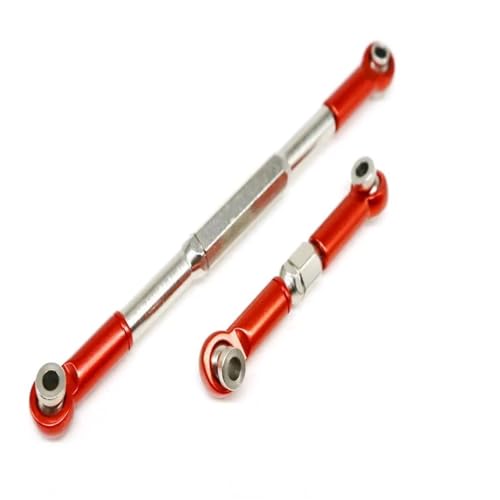 RC Car Spurstange Kompatibel Mit MN D90 Für MN-99 Für MN-91 Für FJ-45 1/12 RC Autoteil Aluminiumlegierung Lenkgestänge Stärkere Lenkgestänge Spurstange(Red) von JVRWSC