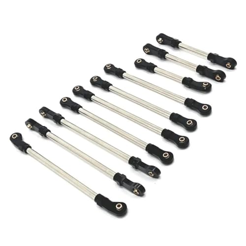 RC Car Spurstange Kompatibel Mit R1001 R1002 R1003 1/10 RC-Lenkstangensatz, 10-teiliger Lenkstangensatz Aus Aluminiumlegierung Mit Radstand, RC-Auto-Lenkstange(Black) von JVRWSC