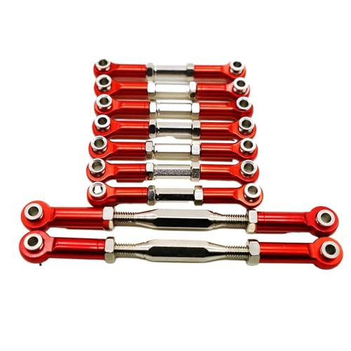 RC Car Spurstange Kompatibel Mit WLtoys K949-015 1/10 RC Car Upgrade Teile Zubehör Metall Zugstange Lenkung Servo Link Gestänge Arm Spurstange(Red) von JVRWSC