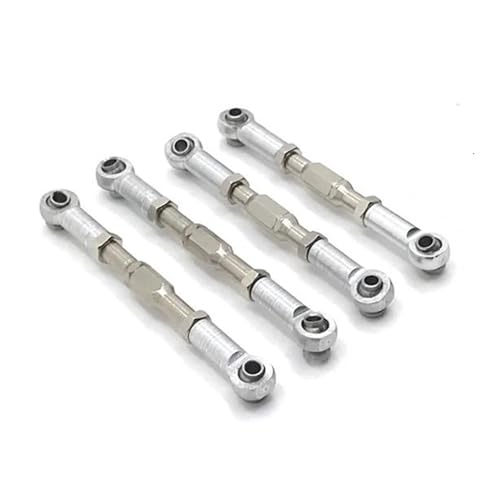 RC Car Spurstange Kompatibel Mit WPL C14 C24 B14 B24 RC Crawler Auto Upgrades Teile Zubehör Metall 4PCS Verstellbare Spurstange RC Auto Verbindungsstange(Silver) von JVRWSC