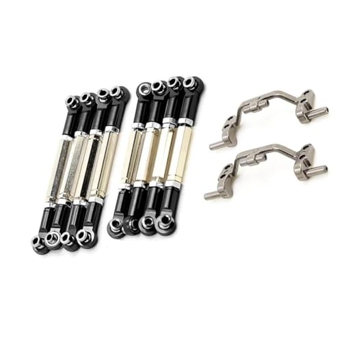 RC Car Spurstange Kompatibel Mit WPL C14 C24 C24-1 B14 B24 Metall Zugstange Lenkverbindung Linkage Basis Set RC Auto Upgrade Zubehör Teile(Black) von JVRWSC
