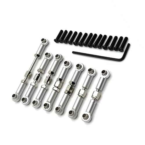 RC Car Spurstange Kompatibel Mit Wltoys 104072 1/10 RC Car Upgrades Teile Zubehör Metall Vorne Hinten Spurstangengestänge Servo Link Rod Set(White) von JVRWSC