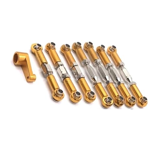 RC Car Spurstange Kompatibel Mit Wltoys 144001 144010 124016 124017 124019 1/14 RC Auto Upgrade Teile Zubehör Metall Servo Arm Link Stange Linkage Set(Yellow) von JVRWSC