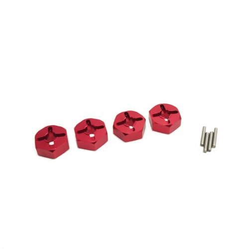 RC Spielzeugautoteile Für Wltoys 144001 144010 124017 124018 RC Auto Upgrade Teile 4 Stücke Metall Hex Zubehör Teile(Red) von JVRWSC