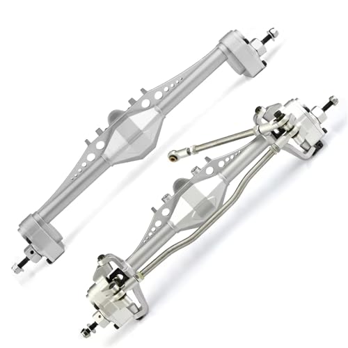 RC Spielzeugautoteile Kompatibel Mit Axial Für Scx10iii Für Capra 1.9 Für Unlimited Für Trail 1/10 RC Crawler Car Upgrade 2 Stück Aluminiumlegierung Vorne Hinterachse(Silver) von JVRWSC