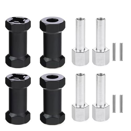 RC Spielzeugautoteile Kompatibel Mit Axial Scx10 D90 Für Tamiya Für MST 1/10 RC Auto Crawler, 4-TLG. Dicke 15 Mm/20 Mm/25 Mm/Verlängerungsteile, 12 Mm Sechskant-Radnaben(Black,25mm) von JVRWSC