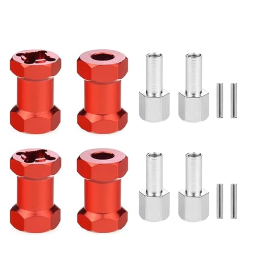 RC Spielzeugautoteile Kompatibel Mit Axial Scx10 D90 Für Tamiya Für MST 1/10 RC Auto Crawler, 4-TLG. Dicke 15 Mm/20 Mm/25 Mm/Verlängerungsteile, 12 Mm Sechskant-Radnaben(Red,20mm) von JVRWSC