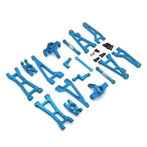 RC Spielzeugautoteile Kompatibel Mit MJX 16207 16208 16209 16210 Metall-Vorder- Und Hinterradaufhängungsarm Lenkbecher-Verbindungsstangen-Set 1/16 RC Car Upgrade Parts Kit(Blue,16207) von JVRWSC