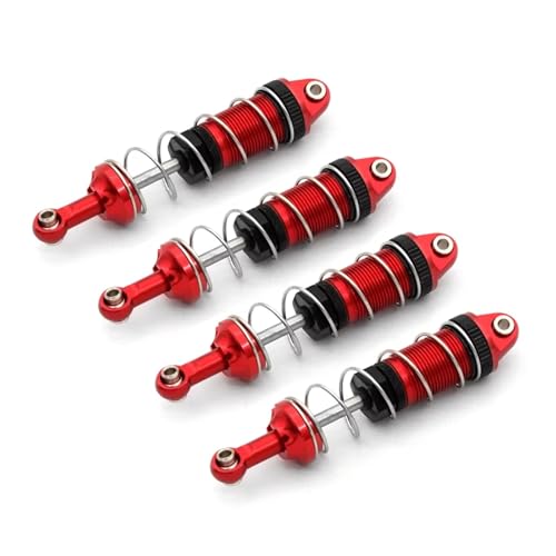 RC Spielzeugautoteile Kompatibel Mit MJX H16 16207 Für WLtoys 144001 144002 Für MN128 Für MN86 G500 RC Autoteile 4PCS Ölhydraulischer Metallstoßdämpfer(Red) von JVRWSC