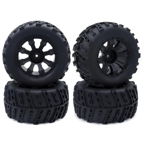 RC Spielzeugautoteile Kompatibel Mit Trxs Für Himoto Für HSP Für HPI Für Redcat 1/10 RC Für Monster Truck Reifen Und Felgen 12 Mm Sechskant 4 Stück 120 Mm 125 Mm Gummireifen(7471-1) von JVRWSC
