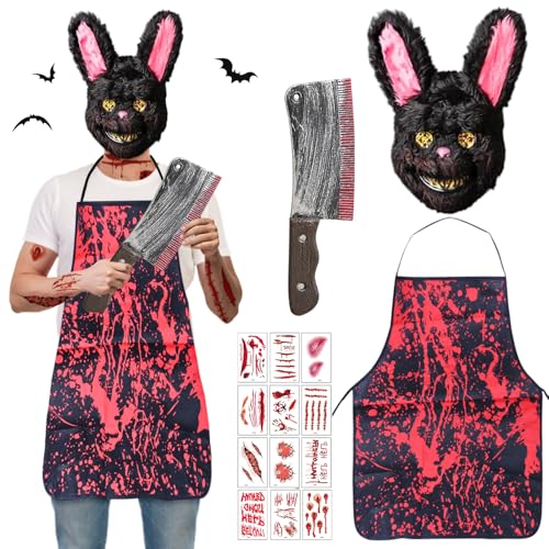 Horror-Kaninchen, halloween kostüm herren, horror-kaninchen kostüm, Kunstblut Halloween Beil, Schürze & Tattoos, Erwachsene & Teenager Eine Größe passt allen,für Frauen Männer Halloween (Schwarz) Horror-Kaninchen, halloween kostüm herren, horror-kaninchen kostüm, Kunstblut Halloween Beil, Schürze & Tattoos, Erwachsene & Teenager Eine Größe passt allen,für Frauen Männer Halloween (Schwarz) von JWDMHSJ