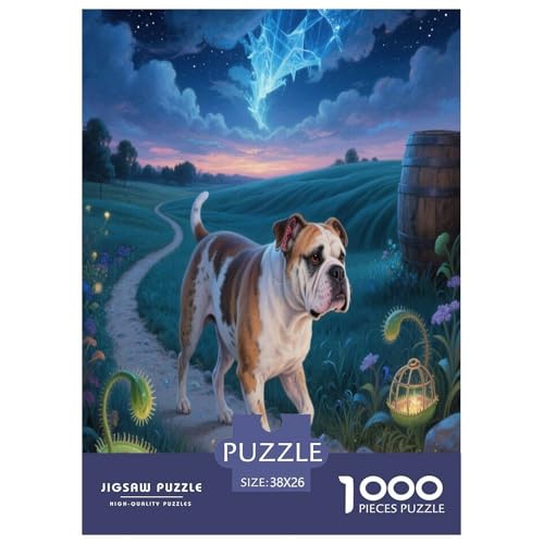 Amerikanische Bulldog 1000 Teile Puzzle Unmöglich Dekompressionsspiel Süße Haustiere Geschenkideen Ab 14 Jahren 38x26cm/1000pcs von JWEGVOSAY