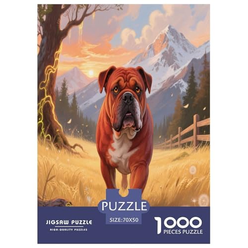 Amerikanische Bulldog 1000 Teile Puzzle Unmöglich Dekompressionsspiel Süße Haustiere Spielzeug Ab 14 Jahren 70x50cm/1000pcs von JWEGVOSAY