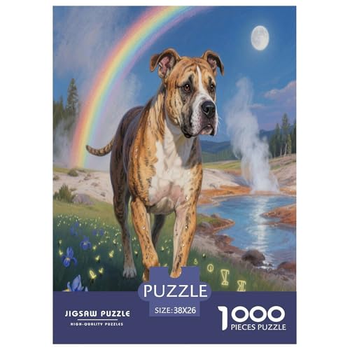 Amerikanischer Pit Bull Terrier Premium 1000 Teile Puzzle Premium Quality Dekompressionsspiel Süße Haustiere Spielzeug Für Erwachsene Und Kinder Ab 12 Jahren 38x26cm/1000pcs von JWEGVOSAY