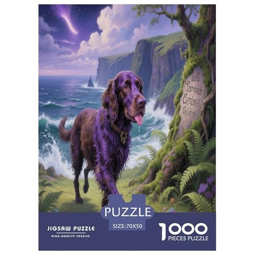 Irischer Wasserspaniel Premium 1000 Teile Puzzle Unmöglich Dekompressionsspiel Süße Haustiere Spielzeug Ab 14 Jahren 70x50cm/1000pcs von JWEGVOSAY