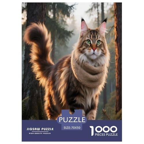Maine Coon 1000 Teile Puzzle Premium Quality Dekompressionsspiel Süße Haustiere Spielzeug Kinder Ab 14 Jahren 70x50cm/1000pcs von JWEGVOSAY