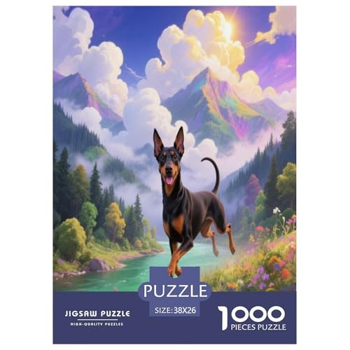 Miniatur Pinscher 1000 Teile Puzzle Premium Quality Dekompressionsspiel Süße Haustiere Geschenkideen Ab 14 Jahren 38x26cm/1000pcs von JWEGVOSAY