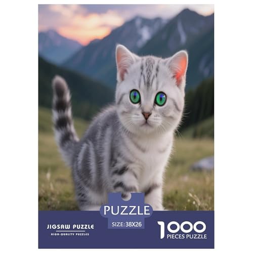 Schottische Fold 1000 Teile Puzzle Premium Quality Dekompressionsspiel Süße Haustiere Geschenkideen Ab 14 Jahren 38x26cm/1000pcs von JWEGVOSAY