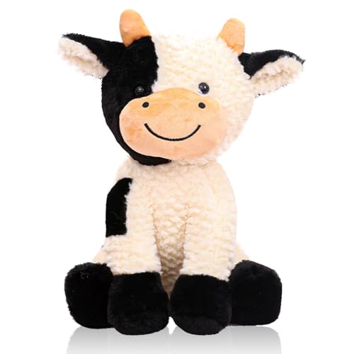 JWTRSVTY 22 cm Niedliches Plüschkuh-Spielzeug, Cartoon Kuh Stofftier Kuscheltier, Schwarz Weiß PlüschKuh, Kuh Flauschiges Stofftier, für Jungen Mädchen Kinder Niedliches Geburtstag Geschenk von JWTRSVTY