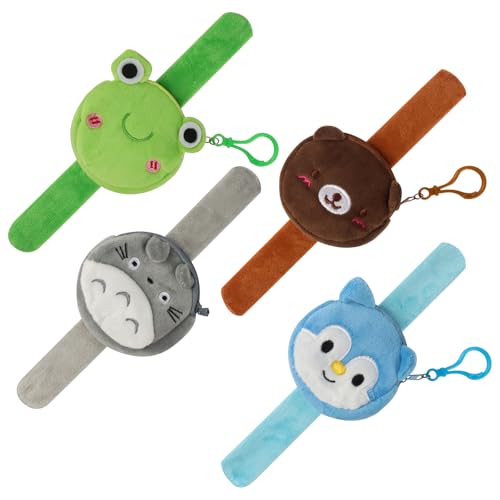 JWTRSVTY 4PCS Plüsch Armband mit Geldbörse, Plüschtier Slap Armband, Süßesplüsch Schnapparmband, Cartoon Plüsch Bracelets Slap Spielzeug, Kätzchen,Blaues Eichhörnchen,Braunbär,Frosch (Tier Serie) JWTRSVTY 4PCS Plüsch Armband mit Geldbörse, Plüschtier Slap Armband, Süßesplüsch Schnapparmband, Cartoon Plüsch Bracelets Slap Spielzeug, Kätzchen,Blaues Eichhörnchen,Braunbär,Frosch (Tier Serie) von JWTRSVTY