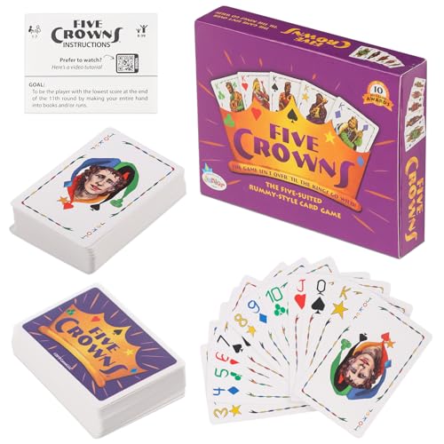 JWTRSVTY 5-Kronen-Kartenspiel, 5 Crowns KartenSpiel, Rommé Poker Karten Spiel, Beliebtes Familien-Partykartenspiel, Nacht Lieblings Familien Partyspiel, Für 3-7 Spieler Ab 7 Jahre(Englische Version) von JWTRSVTY