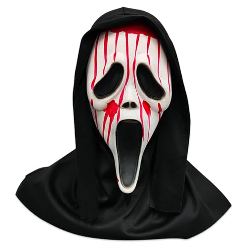 JWTRSVTY Ghostface Maske Halloween, Halloween Gespenst Gesichtsmaske, Geisterschrei Maske, Halloween Horror Vollkopfmaske, Halloween Kostüm zubehör, für Halloween Karneval Kostüm Partys JWTRSVTY Ghostface Maske Halloween, Halloween Gespenst Gesichtsmaske, Geisterschrei Maske, Halloween Horror Vollkopfmaske, Halloween Kostüm zubehör, für Halloween Karneval Kostüm Partys von JWTRSVTY