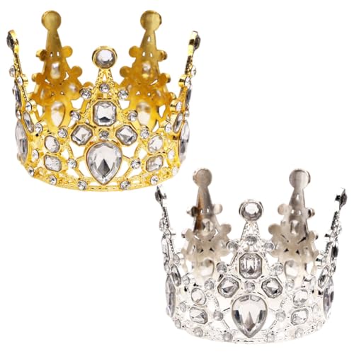 2pcs Goldene Krone Tortendeko Geburtstag,Kuchendekoration Krönchen Geburtstag Deko Krone Topper Goldfarbene Cake Topper Prinzessin, für Kinder Mädchen Frauen Party, Gold + Silbrig von JXADVOK