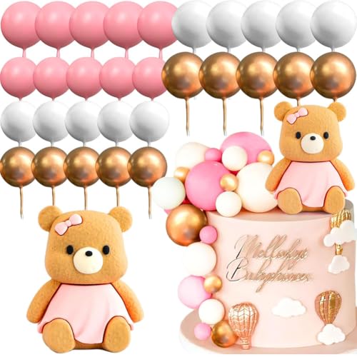 31 PCS Teddybär Kuchen Dekoration Kuchen Deko Mädchen Tortendeko Rosa&Gold Babyparty Torten Deko DIY Tortendeko Hochzeit für Hochzeit Hochzeitstag Geburtstag Babyparty Kindertreffen von JXADVOK