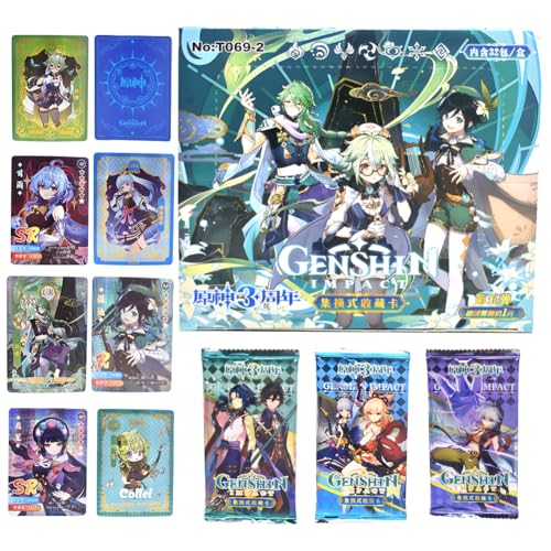 Genshinimpact Karten, 160 PCS Sammelkarten Anime Karten Collector's Edition Karten Cartoon Karte Box Honor Anime Spielkarten Karikatur Games Karten Seltene Card Pack Geburtstagsgeschenk für Kinder von JXBBAAC