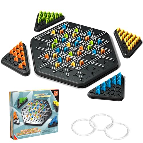 JXBBAAC Ketten Dreieck Spiel, Klassisches Strategie-Steckbrettspiel, Strategie Steckbrettspiel, Interaktives Gummiband-Dreieckspiel für Mehrere Spieler Tischpuzzle-Spielzeug JXBBAAC Ketten Dreieck Spiel, Klassisches Strategie-Steckbrettspiel, Strategie Steckbrettspiel, Interaktives Gummiband-Dreieckspiel für Mehrere Spieler Tischpuzzle-Spielzeug von JXBBAAC