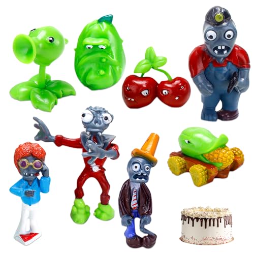 JXBBAAC Mini Figuren Set, 8PCS Plants vs. Zombies Tortenfiguren, Geburtstag Party Kuchen Dekoration Lieferungen, Torten Dekoration für Kinder Geburtstag Party Dekorations Cake Topper von JXBBAAC