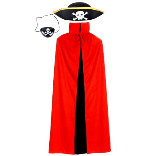 JXBBAAC Piratenkostüm für Kinder, Kinder Halloween Kostüm, Jungenkostüm mit Piratenhüten, Piratenmantel Piratenaugenklappe Piratenfilzhut für Piratenkostüm für Halloween, Piratenparty, Karneval 90cm JXBBAAC Piratenkostüm für Kinder, Kinder Halloween Kostüm, Jungenkostüm mit Piratenhüten, Piratenmantel Piratenaugenklappe Piratenfilzhut für Piratenkostüm für Halloween, Piratenparty, Karneval 90cm von JXBBAAC