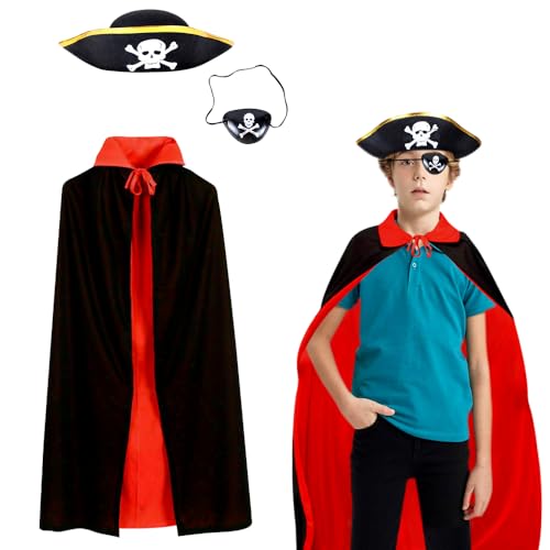 JXBBAAC Piratenkostüm für Kinder, Kinder Halloween Kostüm, Jungenkostüm mit Piratenhüten, Piratenmantel Piratenaugenklappe Piratenfilzhut für Piratenkostüm für Halloween, Piratenparty, Karneval JXBBAAC Piratenkostüm für Kinder, Kinder Halloween Kostüm, Jungenkostüm mit Piratenhüten, Piratenmantel Piratenaugenklappe Piratenfilzhut für Piratenkostüm für Halloween, Piratenparty, Karneval von JXBBAAC