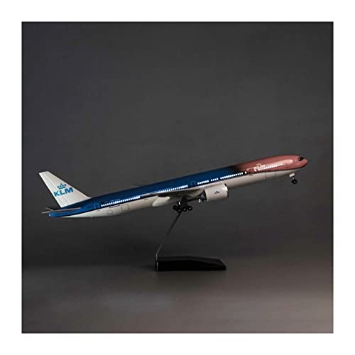 Flugzeug Modell Aus Metall 1/157 Fit Für B777 Flugzeug KLM Modell Mit Lichtern Und Radfahrwerk Druckguss-Kunststoffharz-Flugzeug(B) von JXYAQTSOF