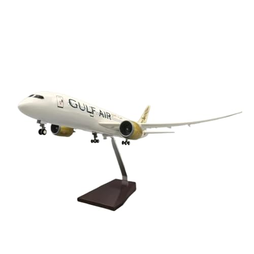 Flugzeug Modell Aus Metall 1:130 Für B787 Gulf Air Airline Harz Druckguss Flugzeug Modell Mit LED Fahrwerk Hause Dekoration(with Light) von JXYAQTSOF