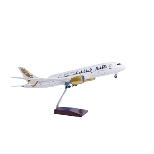Flugzeug Modell Aus Metall 1:130 Für Gulf Air B787 Jet-Modell 43 cm Harz Flugzeug Mit Lichtern Und Rädern Pädagogisches Sammlerstück(LED) von JXYAQTSOF