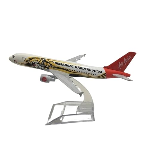 JIAOBING 1:400 Flugzeugmodell Aus Metalldruckguss for AirAsia Tiger A320 Flugzeug SEMANOAT HARIMAU MUDA Modellflugzeug(Asia Tiger a320) von JXYAQTSOF