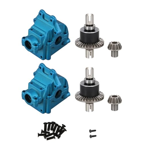 JYARZ 2er-Pack Metalldifferential und Getriebeset, for Wltoys 144001 144002 144010 124016 124018 124019 RC Car Upgrade Parts (Color : Blue) von JYARZ