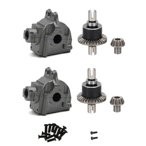 JYARZ 2er-Pack Metalldifferential und Getriebeset, for Wltoys 144001 144002 144010 124016 124018 124019 RC Car Upgrade Parts (Color : Grey) von JYARZ
