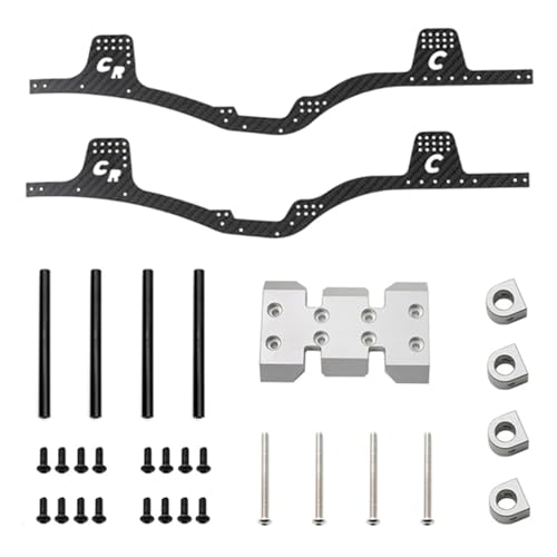 JYARZ LCG Carbon Fiber Chassis Kit Frame Rail Skid Plate Body Post Mount, for Axial SCX10 1/10 RC Crawler Autoteile (Color : Silver) von JYARZ