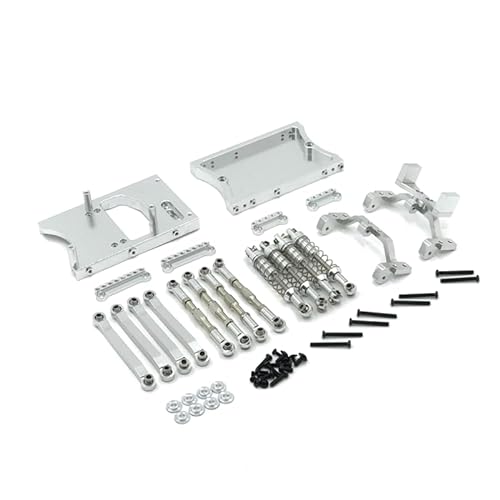 Metall-Upgrades, Heckschienen, Stoßdämpfer, Stoßdämpfer, Spurstangenhalterungen, 7er-Pack, for MN 1/12 D90 D91 D96 MN98 99S RC-Autoteile (Color : Silver) von JYARZ