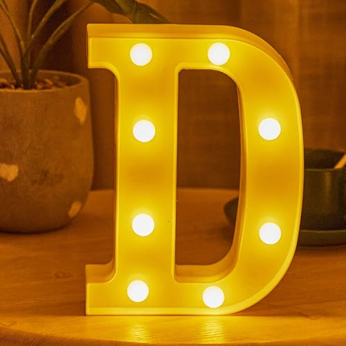 JYB Hopefuture LED Buchstaben 3D Lampe Beleuchtete Buchstabe, Dekorations Nachtlicht Lampe, für Hochzeit, Geburtstag, Party, Weihnachtslampe (D) von JYB Hopefuture