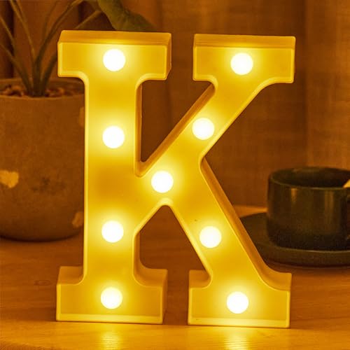 JYB Hopefuture LED Buchstaben 3D Lampe Beleuchtete Buchstabe, Dekorations Nachtlicht Lampe, für Hochzeit, Geburtstag, Party, Weihnachtslampe (K) von JYB Hopefuture